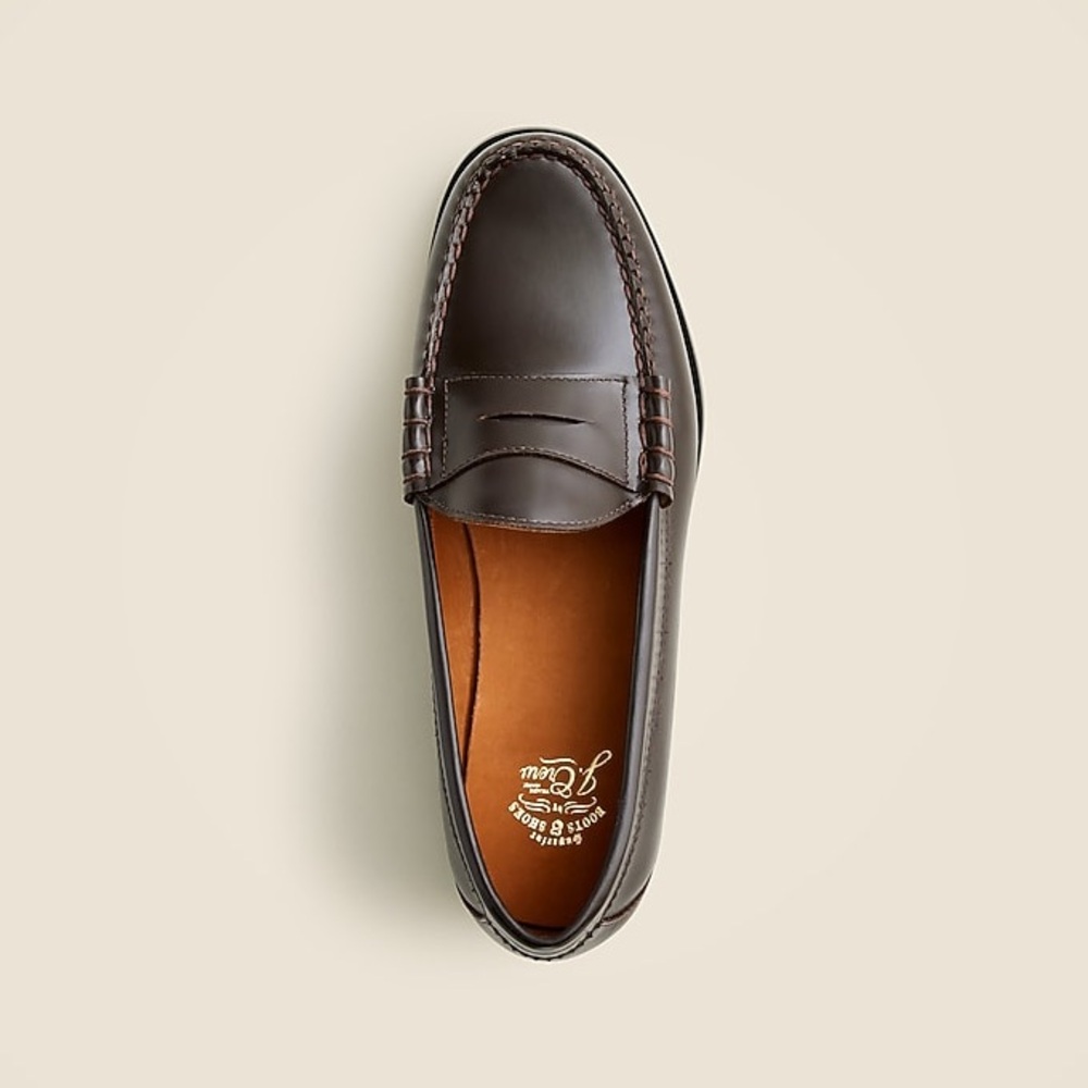 NIB J.Crew Camden Leather Loafers with Rubber Soles in Dress Brown - Picture 2 of 11